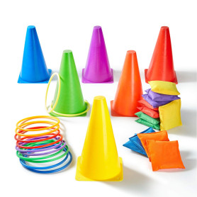 Paochocky 30 Pcs 3 in 1 Anneaux Toss Jeu Set, Cônes de Circulation, Anneaux Toss Bean Bags À Lancer pour Indoor Family, Outdoor  Paochocky 30 Pcs 3 in 1 Anneaux Toss Jeu Set