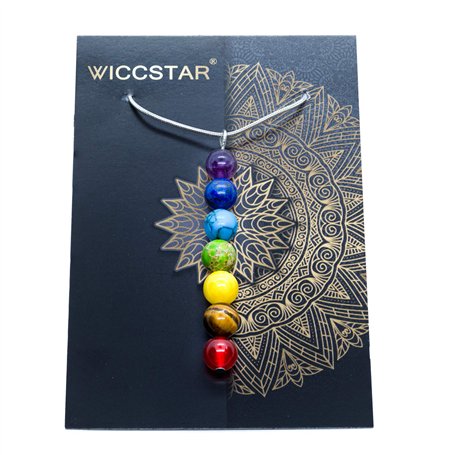 WICCSTAR Argent 925 plaqué 7 Pierres Chakras Collier Pierre d'Energie Precieuse Reiki