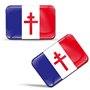 Biomar Labs® 2 x 3D Flexibles Autocollant Stickers France Libre Drapeau Français de la Résistance Général de Gaulle Flag Croix d
