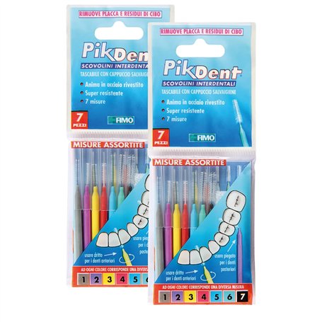 Brossettes interdentaires Pikdent - Essayez et trouvez votre taille - Assortiment de 14 brossettes - «Lo Stuzzicolino» (Double s