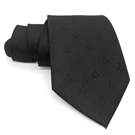 THE MASONIC COLLECTION - Cravate Noire pour Homme - Fait Main - Design Carré et Compas - Meilleur Nœud et accrocher - Cadeau fra