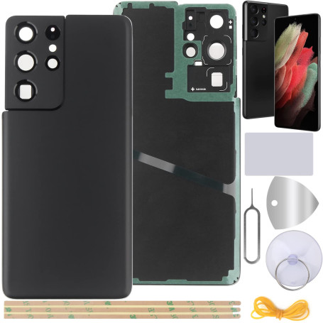 YHX-OU Noir Couvercle de Batterie pour Samsung Galaxy S21 Ultra 5G Coque arrière de Batterie de Rechange, Cache Batterie avec Le