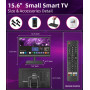 Petite télévision Smart HD 1080P 16 Pouces,Télévision Smart à écran plat avec tuner T2/HDMI/USB/AV pour la cuisine, le camping-c