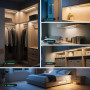 Lampe LED Rechargeable, Lumière Détecteur de Mouvement Interieur, USB-C Eclairage Lampe de Placard sans Fil pour Armoire, Placar