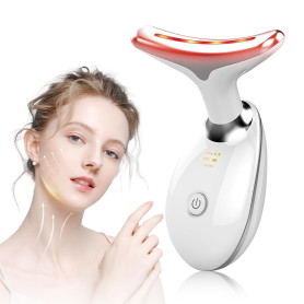 Appareil Anti Rides Visage, 3 Modes EMS Appareil de Gua Sha Visage, Appareil de Massage Visage 7 Couleurs, Chauffable 45°C Guash