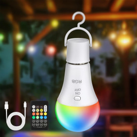 Kimjo Ampoule E27 Led, RGB Ampoule Rechargeable avec Telecommande Sans Fil Dimmable, 7W, 2000mAh, USB C Batterie LED avec Foncti Kimjo Ampoule E27 Led, RGB Ampoule Rechargeable avec Telecommande Sans Fil Dimmable, 7W, 2000mAh, USB C Batterie LED avec Foncti