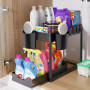 Rangement sous Evier 2 Niveaux, Coulissant Organiseur sous Évier Etagere Tiroir,Panier de rangement multifonction pour salle de 