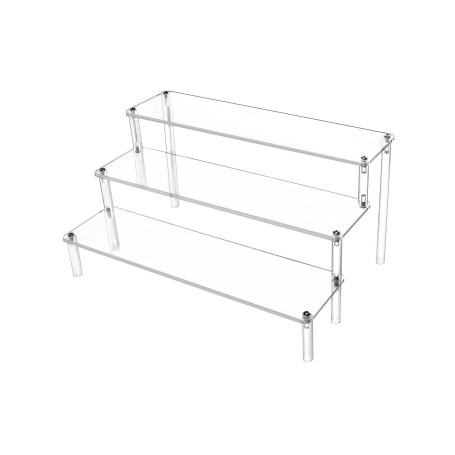 QWORK® Présentoir Acrylique à 3 Niveaux, 4mm d'épaisseur, 30x21x15cm - Présentoir Acrylique Transparent pour Figurines, Bijoux,