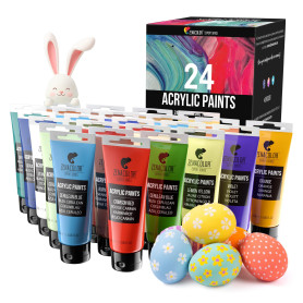 Zenacolor Peinture Acrylique 120ml, Kit de 24 Tubes Couleurs, Grand Format, Peinture pour Bois, Toiles - Loisir Créatif Adulte Zenacolor Peinture Acrylique 120ml, Kit de 24 Tubes Couleurs, Grand Format, Peinture pour Bois, Toiles - Loisir Créatif Adulte