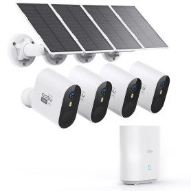 AOSU 3K Caméra de Surveillance WiFi Extérieure sans Fil Solaire, Base + 4 Caméras, Autonomie de 365j, 1920p, Étanchiété IP67, Vi AOSU 3K Caméra de Surveillance WiFi Extérieure sans Fil Solaire, Base + 4 Caméras, Autonomie de 365j, 1920p, Étanchiété IP67, Vi