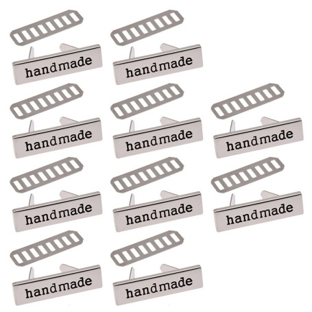 SUNPRETTY Lot de 10 étiquettes rectangulaires en métal faites à la main pour vêtements, jeans, chaussures, sacs, vêtements, noir