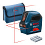Bosch Professional laser lignes GLL 2-10 (laser rouge, portée : jusqu’à 10 m, 3 piles AA, housse) + Trépied BT 150 (hauteur : 55