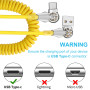 YACSEJAO Câble USB de type C enroulé - Charge rapide - 1,8 m - 180 ° - Double câble de charge USB C rotatif flexible - Pour la m