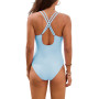 Genfien Maillots Une Pièce Femme Col en V Maillots de Bain 1 Pièce Contrôle du Ventre Push Up Double Bandoulière Dos Croisé Mono
