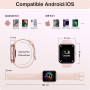 Montre Connectée Femme pour Samsung, iPhone, Android, 1.8" Smartwatch avec Appel Bluetooth, Voix de l'IA, Alexa intégrée, Smartw