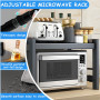 VIPNAJI 2 Niveaux Support de Four à Micro-Ondes Extensible, Etagere Rangement Cuisine Four à Micro Ondes, avec 6 Crochets, Suppo