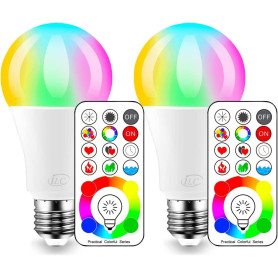 iLC LED Ampoules de couleur Edison Changement de Couleur Ampoule RGB+Blanc Dimmable - 120 Choix de Couleur - 10Watt E26 Types RG iLC LED Ampoules de couleur Edison Changement de Couleur Ampoule RGB+Blanc Dimmable - 120 Choix de Couleur - 10Watt E26 Types RG