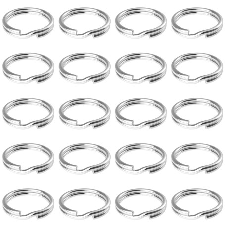 Uniclife 100 Pack Anneaux Porte Clé 20mm Split Porte Clef Mini Split Jump Ring Porte Cle avec Double Boucles Petits Anneaux en M