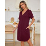 iClosam Chemise de Nuit Maternité Femme Coton Robe Allaitement Con Bouton Pyjama Maternité Manche Courte Nuisette Enceinte Devan