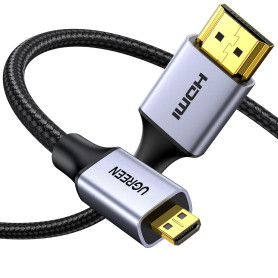 UGREEN Câble Micro HDMI vers HDMI 4K 60Hz Câble Mâle vers Mâle Micro HDMI2.0 Nylon Tressé 3D ARC HDR Compatible avec Asus Zenboo UGREEN Câble Micro HDMI vers HDMI 4K 60Hz Câble Mâle vers Mâle Micro HDMI2.0 Nylon Tressé 3D ARC HDR Compatible avec Asus Zenboo
