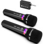 ECHOMUSSY Micro sans Fil, Double Microphone Rechargeable avec Connexion par Puce Individuelle et Voyants LED, Autonomie de 40h, 