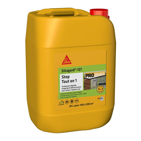 SIKA - Traitement algicide et fongicide - Sikagard 127 Stop Tout en 1 - Traitement curatif et désincrustant pour toiture, façade