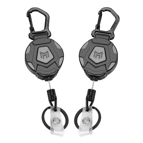 MNGARISTA Paquet de 2 porte-clés rétractables, porte-badge mousqueton robuste, bobine de badge d'identification tactique avec co