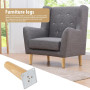 Pieds de Meuble en Bois de Rechange 15cm - Lot de 4 Avec Plaque de Montage, Vis et Tapis Antidérapant - Pour Canapé, Lit et Chai