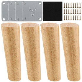 Pieds de Meuble,4 Pieds de Meuble Bois de Rechange 15cm Pieds de Canapé Bois avec Plaque de Montage Vis et Tapis antidérapant Pi