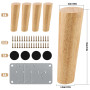 Pieds de Meuble,4 Pieds de Meuble Bois de Rechange 15cm Pieds de Canapé Bois avec Plaque de Montage Vis et Tapis antidérapant Pi