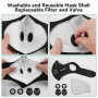 Powzdi Masque de Cyclisme Anti-poussière Masque Anti-poussière Réutilisable avec Filtre en Carbone pour Moto, Travail du Bois, C