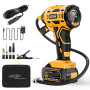 AUTDER Compresseur à Air Portatif, Gonfleur Pneus Voiture, Max 180 PSI/12.4 Bar, Compresseur Voiture sans Fil avec Batterie 21V 