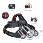 Blukar Lampe Frontale Rechargeable, 8000L Super Lumineux Étanche Léger Torche Frontale LED Puissante avec Voyant Rouge, 5 Modes 