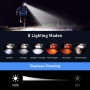 Blukar Lampe Frontale Rechargeable, 2000LM Super Lumineux Léger Torche Frontale LED Puissante avec Voyant Rouge,8 Modes d'Éclair