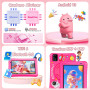 BRILLAR Tablette Enfants 7 Pouces,Android 13,8Go(4+4)+64Go,Octo-Core,Double Caméra,Contrôle Parental, Coque Antichoc (Rose)