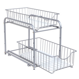 SONGMICS Organiseur de Cuisine, Étagère sous Évier, 2 Paniers Coulissants, Empilable, pour Rangement dans Placard, sous Lavabo,  SONGMICS Organiseur de Cuisine, Étagère sous Évier, 2 Paniers Coulissants, Empilable, pour Rangement dans Placard, sous Lavabo,