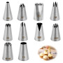 10pcs Grosse Douille Patisserie Professionnelle, Douille Cannelée, Kit d'Accessoires de Pâtisserie DIY Spécialisé dans la Décora