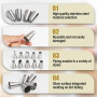 10pcs Grosse Douille Patisserie Professionnelle, Douille Cannelée, Kit d'Accessoires de Pâtisserie DIY Spécialisé dans la Décora