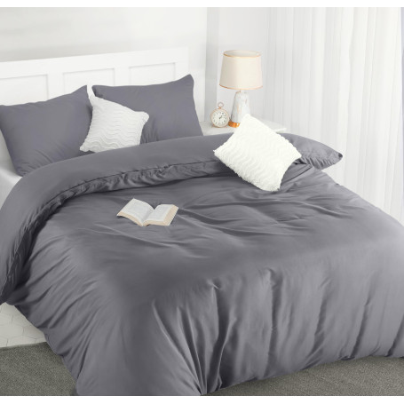 Utopia Bedding Housse de Couette 200x200 cm avec 2 Taies d'oreiller 50x75 cm (Gris)- Parure de Lit 200 x 200 cm - Ensembles de H
