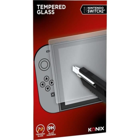 Protection d'écran verre trempé - KONIX - Nintendo Switch 2 - Anti-bulle - Anti-rayures - Indice de dureté 9H - 100 % transparen