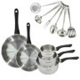 Batterie de cuisine - Tous feux dont induction - FACKELMANN - Geneva - Inox - 2 poeles 24 et 28, 3 casseroles et 6 ustensiles...