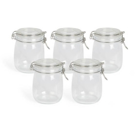 Set de 5 bocaux pour batch cooking - LIVOO - MEN400 - 750 ml - Verre borosciliate - Fermeture métallique Set de 5 bocaux pour batch cooking - LIVOO - MEN400 - 750 ml - Verre borosciliate - Fermeture métallique