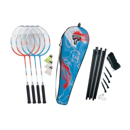 Set de badminton - TALBOT TORRO - 4 Fighter - 4 raquettes - Cordage multifilament avec oeillets - 3 volants synthétiques
