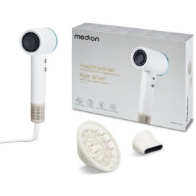 Seche-cheveux - MEDION - MD19983 - 1600 W - 2 vitesses - 85°C - Design LED - Blanc Seche-cheveux - MEDION - MD19983 - 1600 W - 2 vitesses - 85°C - Design LED - Blanc