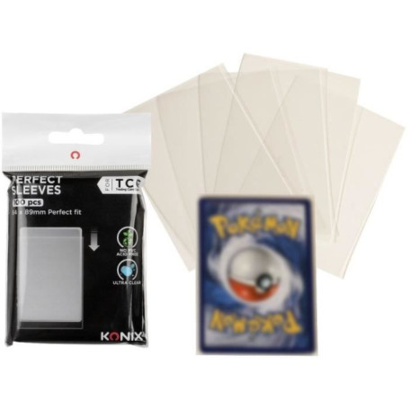 Protege-cartes - KONIX - Perfect Sleeves - 100 pochettes - Compatible Magic The Gathering, Pokémon -Transparent