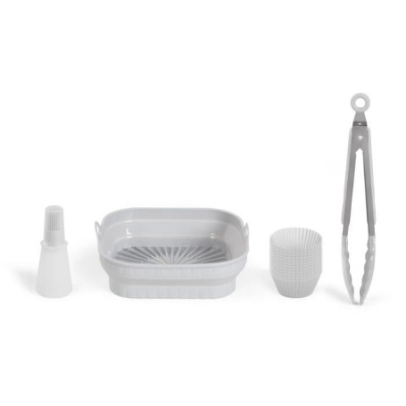 Set de 4 accessoires pour friteuse sans huile - LIVOO - MEN428 - 1 moule 2 en 1 pliable -  1 set de 12 moules - 1 pinceau - 1 pi