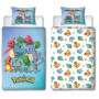 Parure de lit réversible - POKEMON - Pikachu et Starter - Bleu - Microfibre - 1 housse de couette 140 x 200 cm + 1 taie 63 x 63