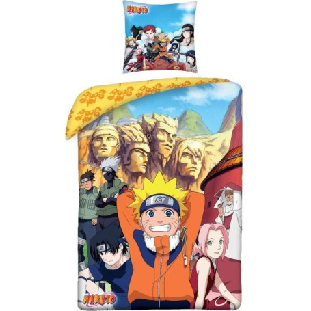 Parure de lit - NARUTO - Konoha - Microfibre - 1 housse de couette 140 x 200 cm + 1 taie 63 x 63 cm