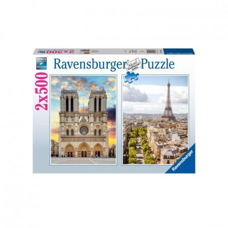 Puzzle 2x500 pieces - En visite a Paris - Puzzle adultes Ravensburger - Des 10 a 38,99 €