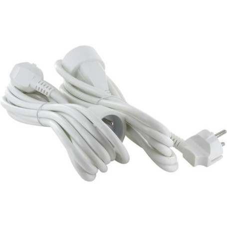 Lot de 2 prolongateurs - CHACON - HO5VVF 3 x 1,5 mm² - 3 m - Blanc